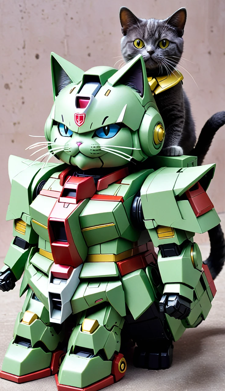 Cat-shaped Gundam and Cat-shaped Zaku.