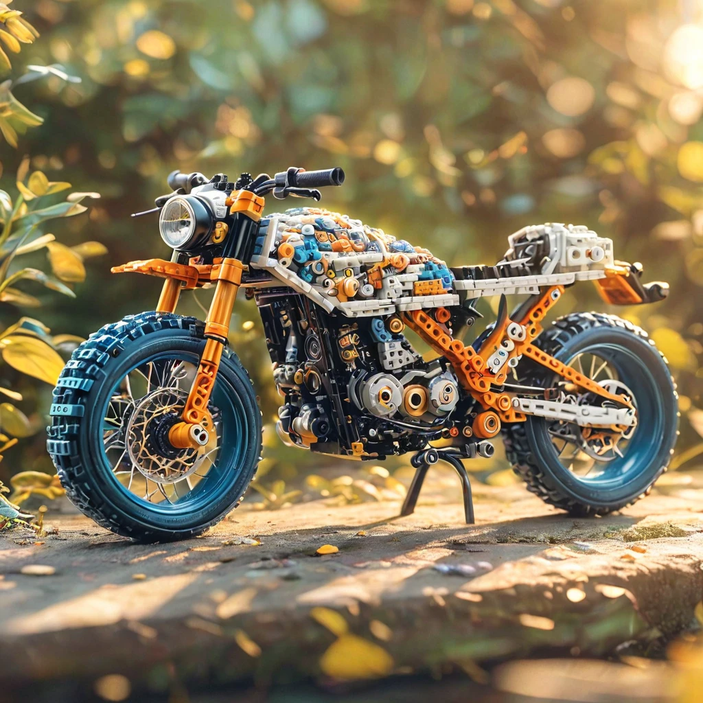 Lego motorcycle（（artwork）））， （（best quality））， （（Intricate details））， （（Surreal））（8K）