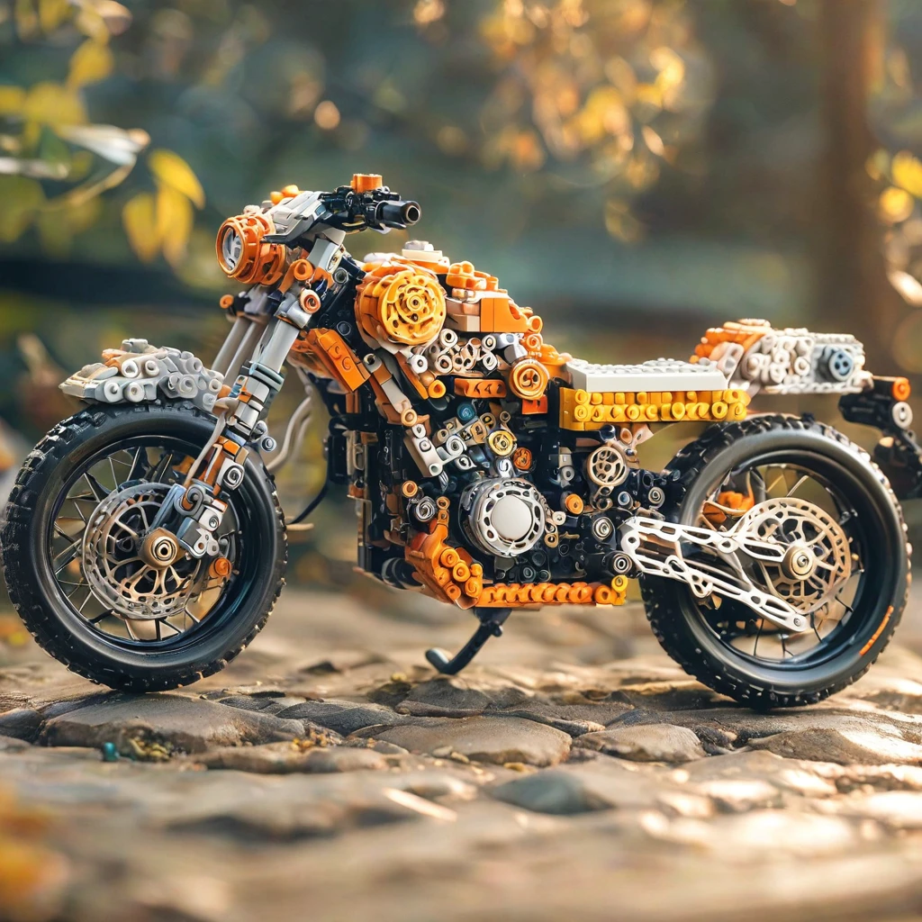 Lego motorcycle（（artwork）））， （（best quality））， （（Intricate details））， （（Surreal））（8K）