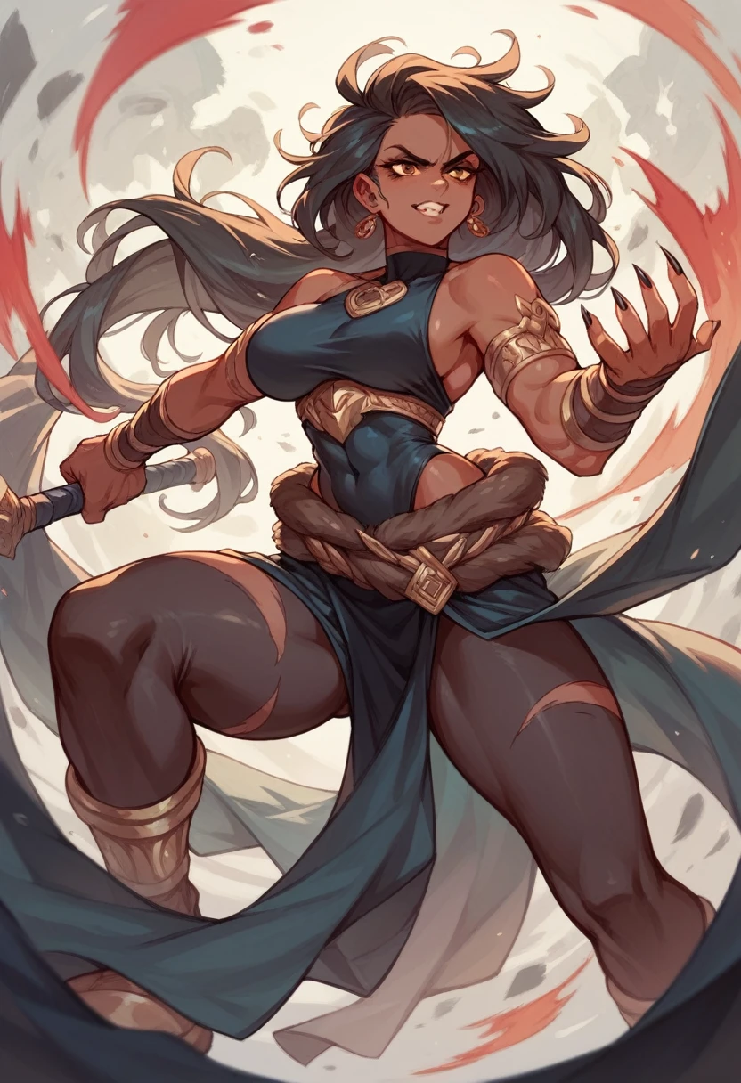 A 35 year old hot Indian girl has hourglass figure and she is fighting with residence evil 4 monster and she wear sexy black full covered clothes