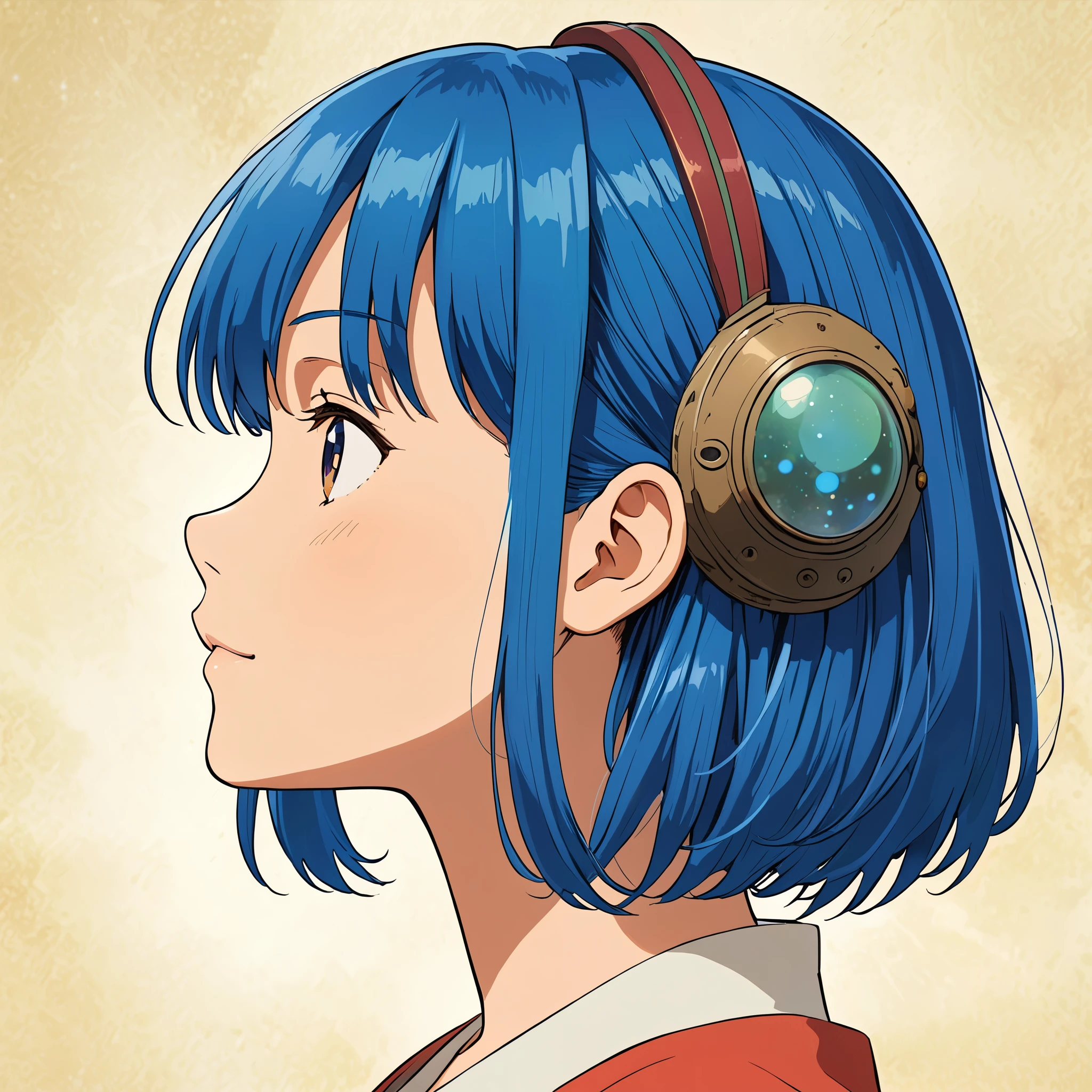 Face profile, Studio Ghibli, hair from the galaxy, blue hair