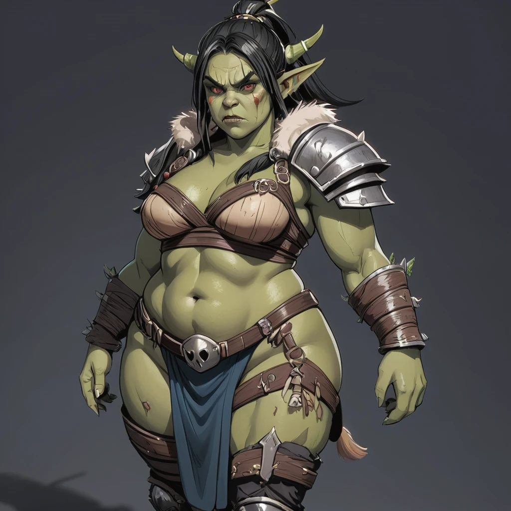 Orc female, plump, warrior outfit, full body image