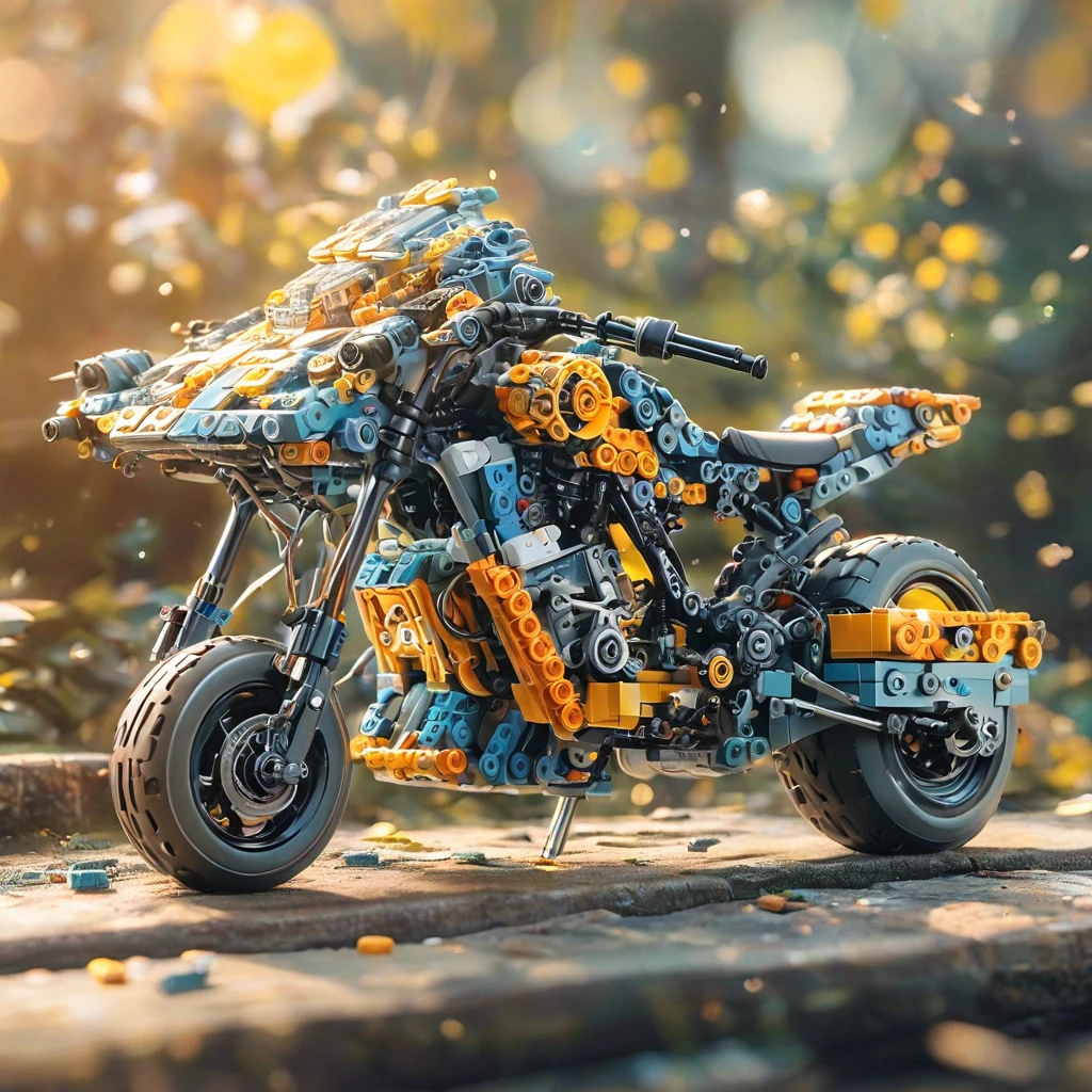 Lego electric motorcycle（（artwork）））， （（best quality））， （（Intricate details））， （（Surreal））（8K）