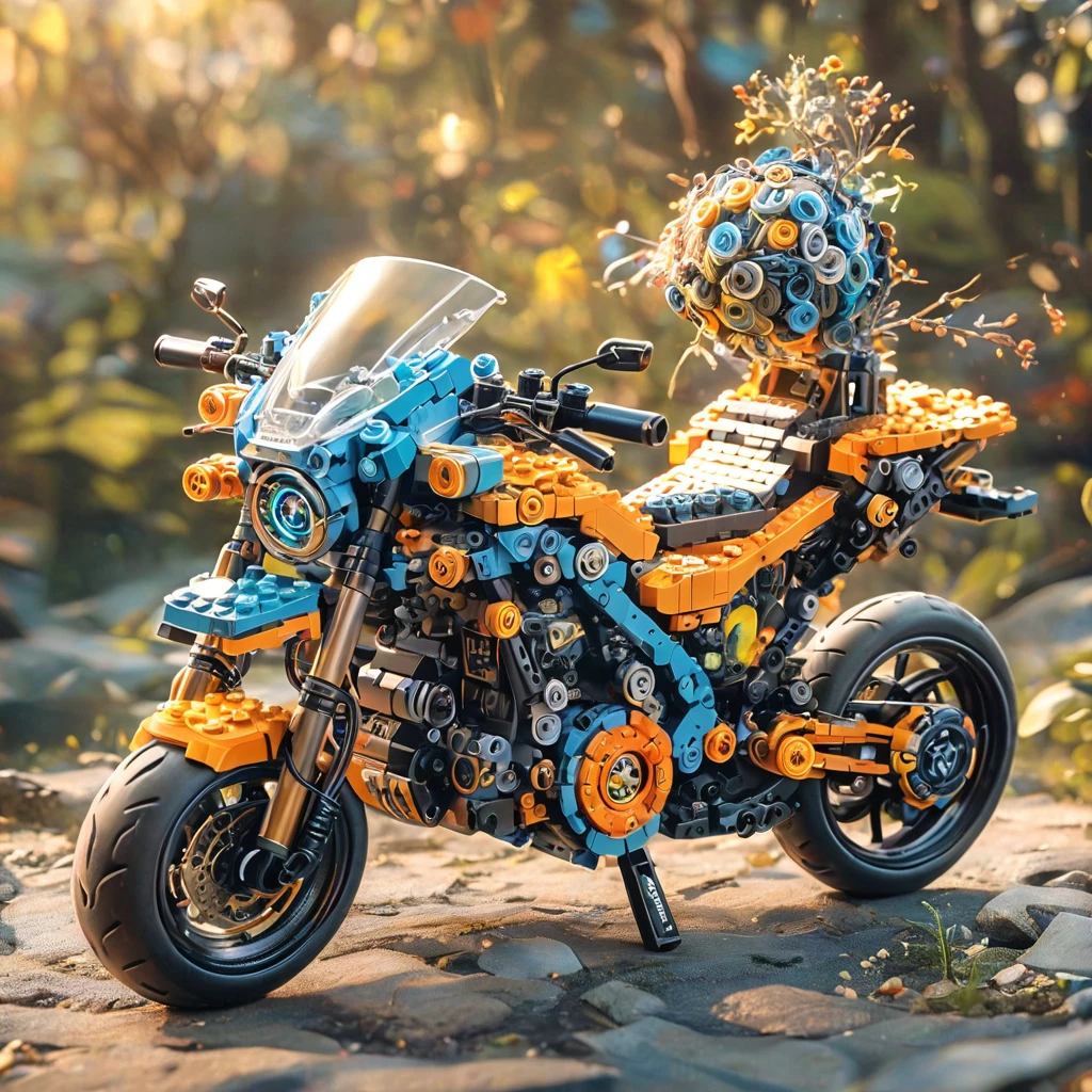 Lego electric motorcycle（（artwork）））， （（best quality））， （（Intricate details））， （（Surreal））（8K）