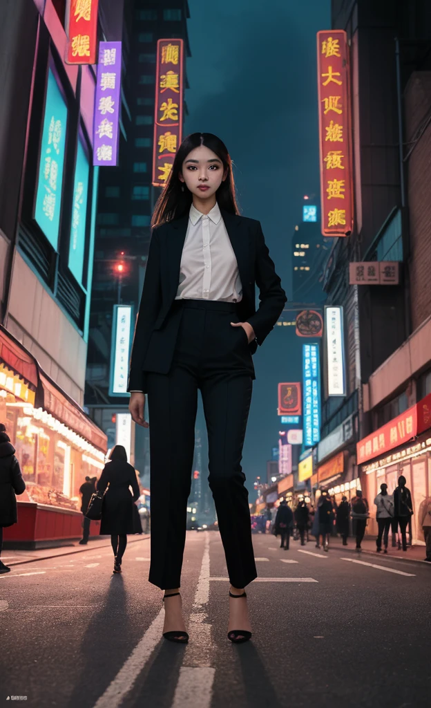 (masterpiece), (Extremely complex:1.3), (Practical), A Chinese beauty walking on the streets of a modern city,Wear the latest designer clothes,Strong fabric texture,Full body shot,Busy commercial district,Under bright neon lights,There are tall buildings in the distance,Show the confidence and charm of urban women,Professional street photography,The composition is exquisite,Capturing the light just right,Won the Fashion Magazine Cover Award,Using advanced photography technology,Strong three-dimensional sense,The foreground characters are clear while the background is subtly blurred,In sharp contrast,City skyline at dusk,Dynamically capture every moment of change。