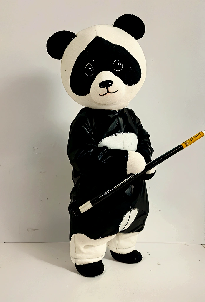 A cartoon panda，Hand Painted，Stick Figure，front，Standing，White background