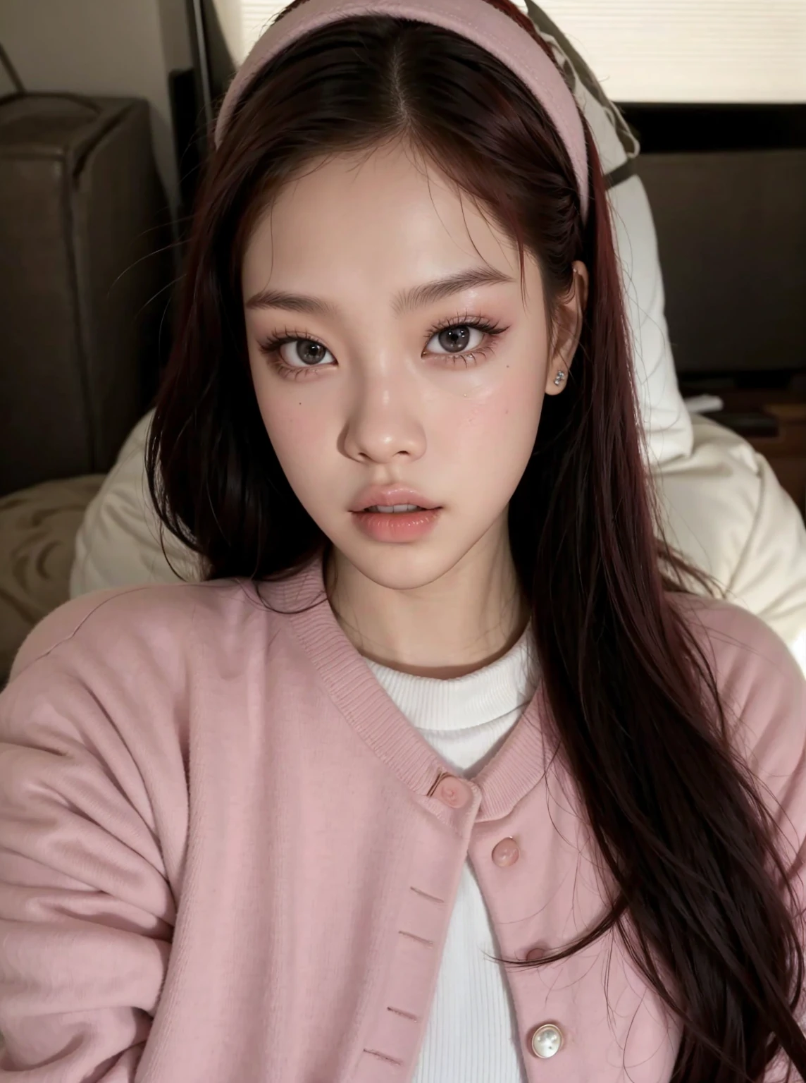 jennie of blackpink with red hair