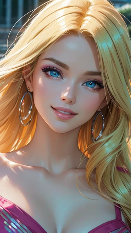 (best quality,ultra-detailed,photo-realistic:1.37),bright and vibrant colors,studio lighting,playful expression,stylish makeup,long blonde hair flowing in the wind,alluring eyes,glossy lips,sexy pose, Tennis, smiling in a confident and seductive way,posing for a professional photoshoot,shallow depth of field,highlighting the main subject,soft natural lighting,creating a dreamy and magical atmosphere.