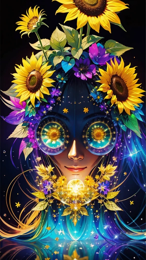 sunflower畑、firework、firework大会、Rainbow colorsのfireworkが打ちあがっている瞬間、夜nullとともに、sunflower畑で壮大なfirework、Highest quality、masterpiece, (Diffuse reflection of light:1.2), When the fantastic rainbow turns into shadow, bathed in a mystical atmosphere.sunflowerたちも見ています、 sunflower,たくさんのsunflower、 Cast magic spells. evoke a sense of wonder and awe. A fusion of natural grandeur and magic, Weaving dreams into reality. Behold, null, And the unknown, Fleeting、And an eternal moment, 16K, Ultra-high resolution.Realistic, Ultra-high resolution, to be born,future、Rainbow colorsに光り輝く、Rainbow colors、The world 30 years from now。