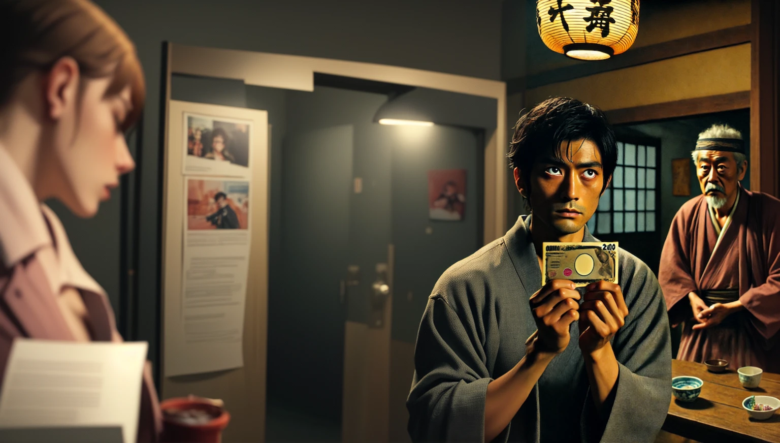 There is a man holding a camera in front of a mirror, Live-action movie stills, A scene from a live-action movie, Japanese live-action films, actor, Movie promotional images, junji ito and horiyoshi iii, Anime still film Anime colored paper, 4K masterpieces, 4k masterpiece, Katsuhiro and Inio Asano, Masami Suda