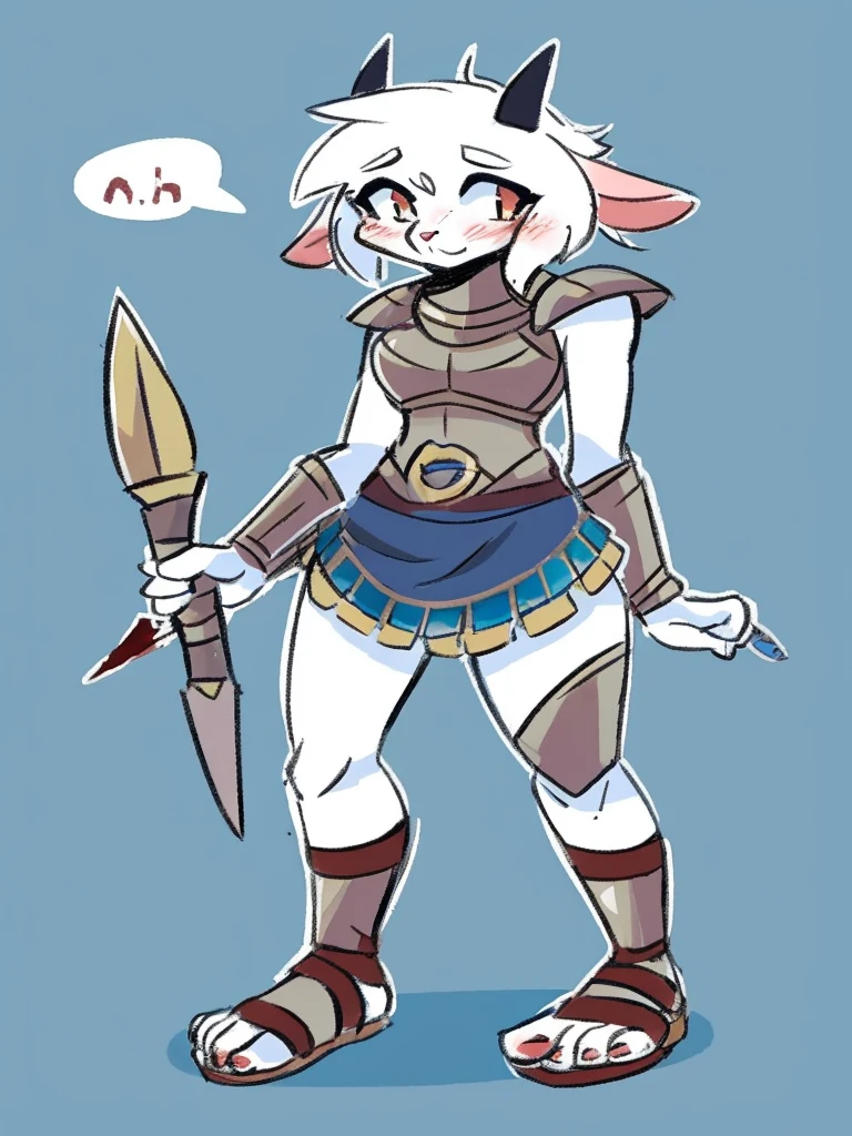 1girl, furry, furry_female, lizard_girl, solo, wearing full body, plate armor, , gladiator sandals, humanoid feet, holding a spear, nosebleed,bloody nose
