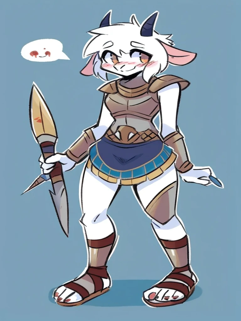 1girl, furry, furry_female, lizard_girl, solo, wearing full body, plate armor, , gladiator sandals, humanoid feet, holding a spear, nosebleed,bloody nose