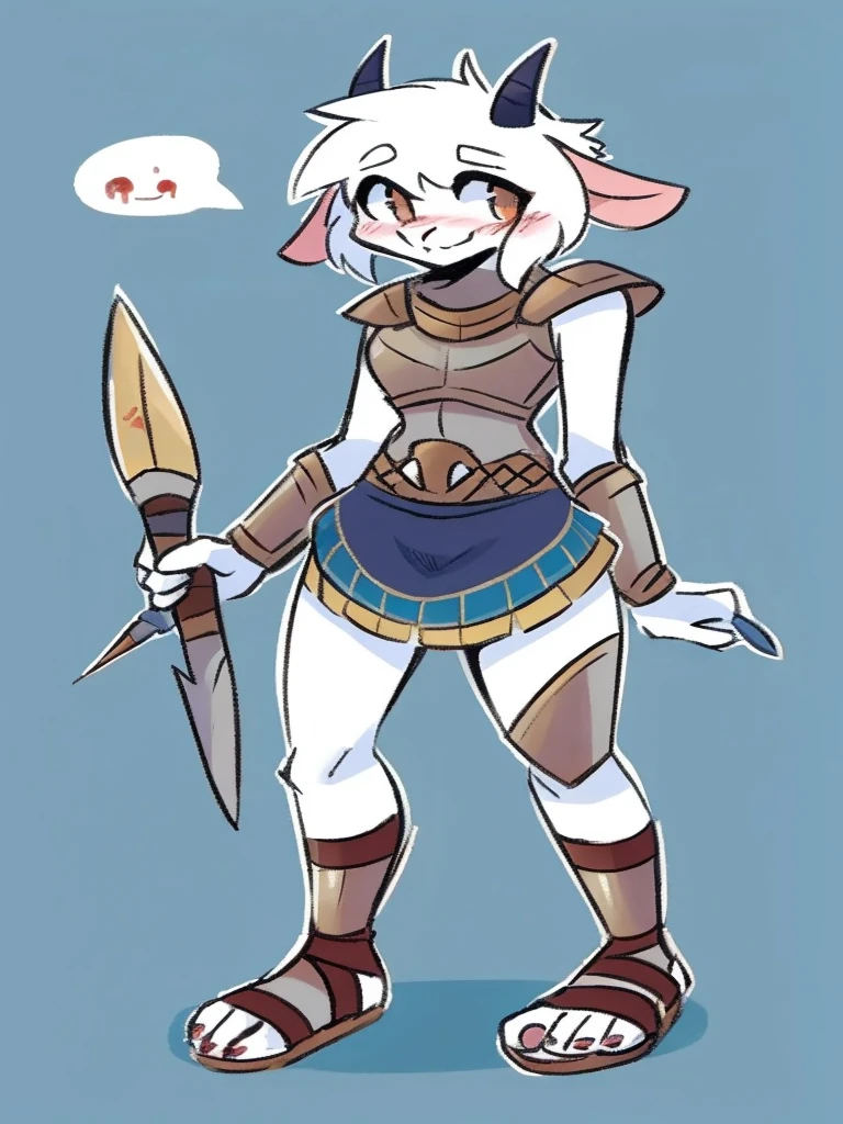 1girl, furry, furry_female, lizard_girl, solo, wearing full body, plate armor, , gladiator sandals, humanoid feet, holding a spear, nosebleed,bloody nose