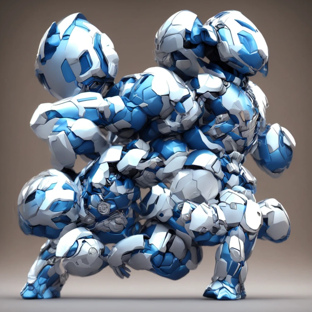 Chibi [nordid man], [blue, white], 3d model vinyl toy, white background, front perspective, minimalistic, OC renderer, C4D
