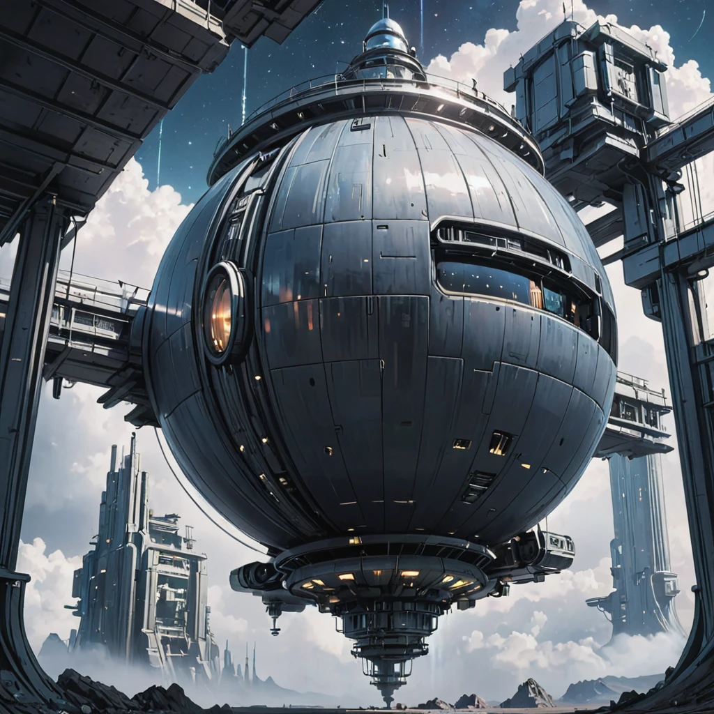 Well \(room\) in a sky,mysterious scifi town outside of time