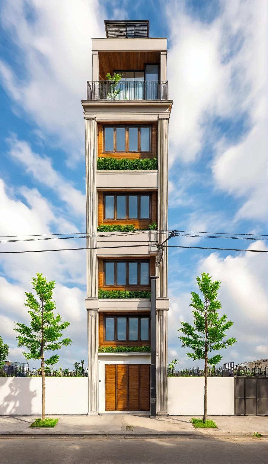 Raw photo,Masterpiece, high quality, best quality, authentic, super detail,
exterior, outdoors, house style neoclassic on the street ,aiaigroup,
road,pavement, grass, trees, sky, cloud, (day:1.1)