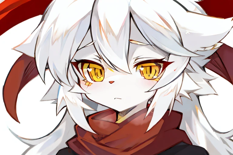 fury,Yellow eyes,White hair,Red scarf