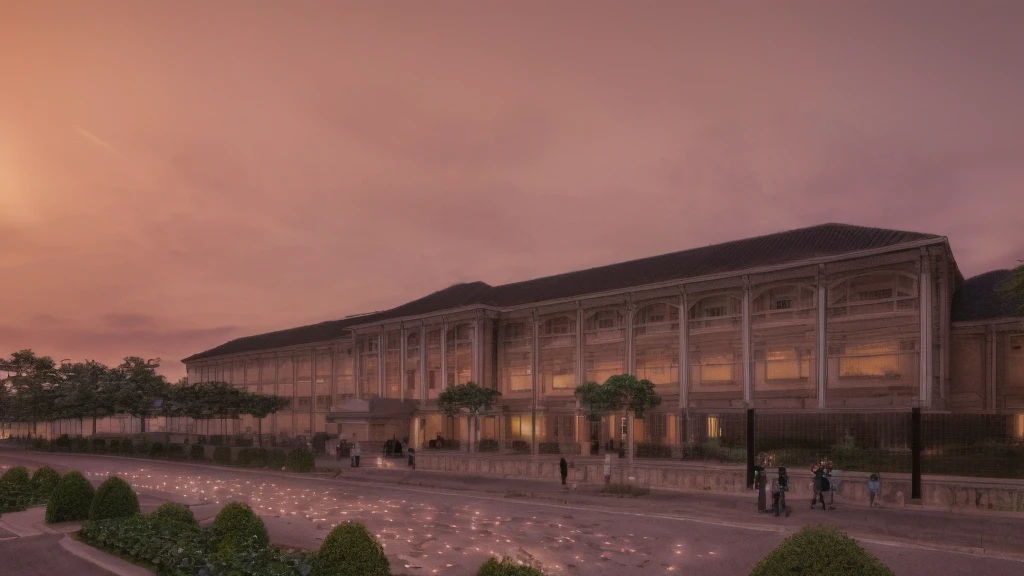 school, many student, tree, car, indochine, masterpiece, best quality, 4k, utral hd, (extremely detailed CG unity 8k wallpaper), (best quality), (best illustration), (best shadow), absurd-res, realistic lighting, (Abyss), beautiful detailed glow, art by Petrarch,