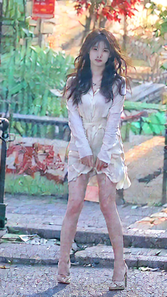best quality, ultra high resolution, (photorealistic:1.4), (beautiful girl detailed:1.4),20d, solo, long_hair, shirt, dress, high_heels, full_body, look_at_viewer, (8k, RAW photo, best quality, mastery:1.2), (realistic, photo-realistic:1.37), professional lighting, photon mapping, transfer light energy, physically based rendering,