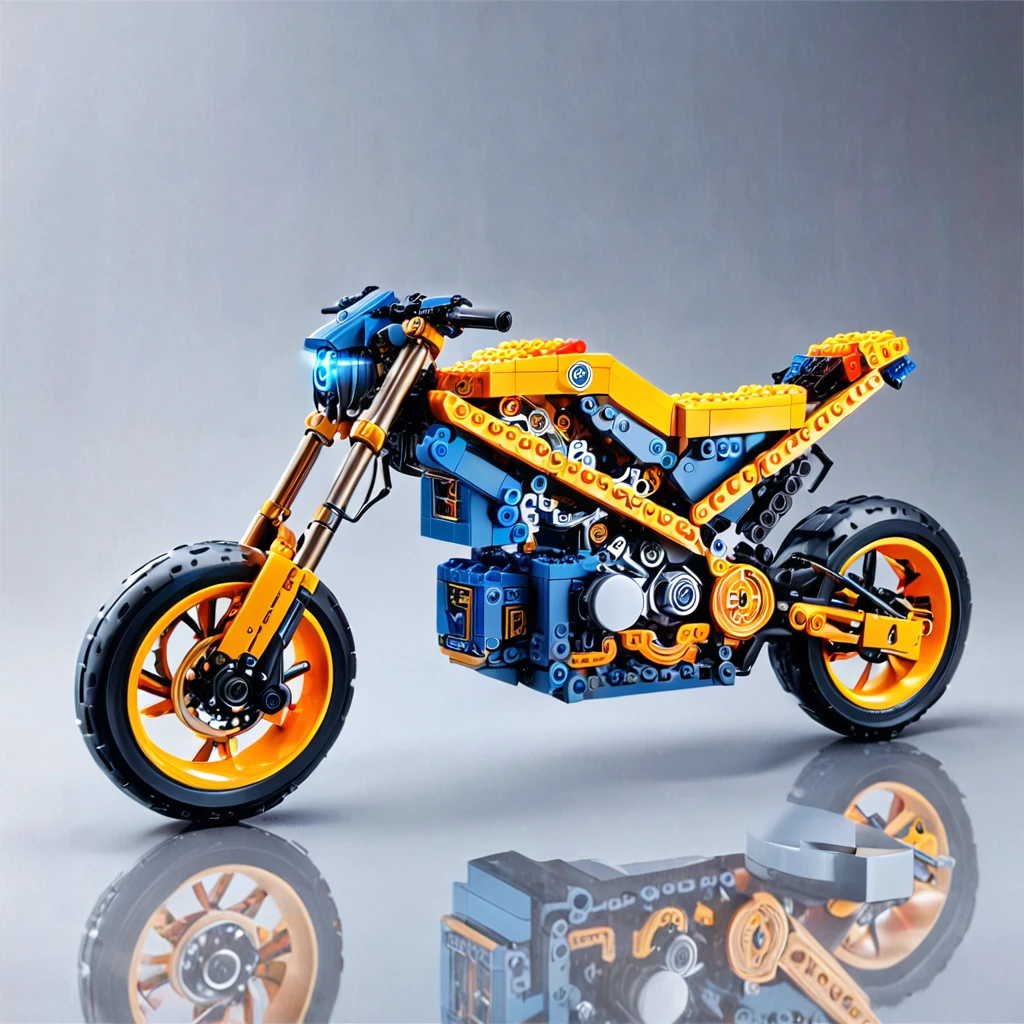 Lego electric motorcycle（（artwork）））， （（best quality））， （（Intricate details））， （（Surreal））（8K）