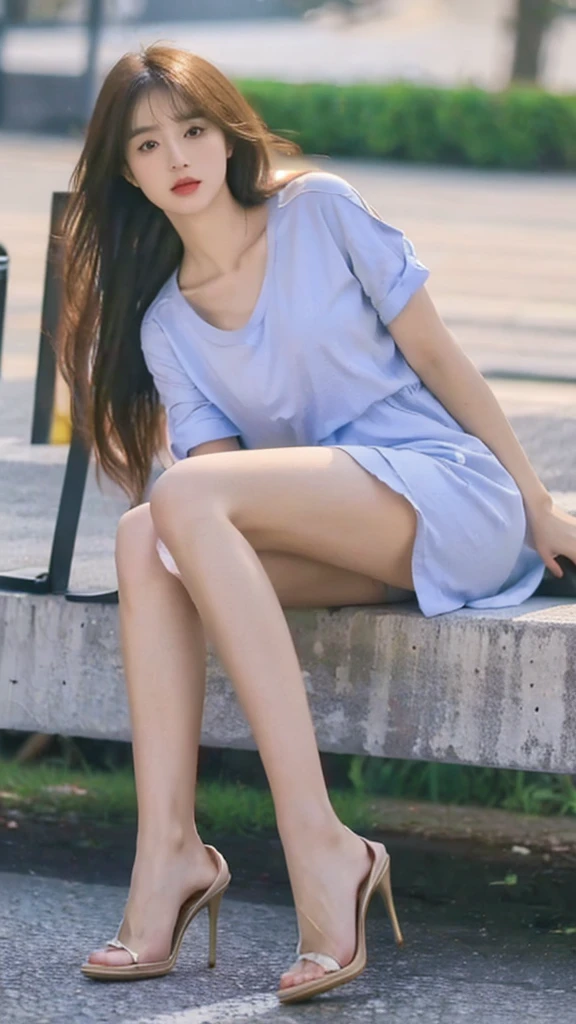 best quality, ultra high resolution, (photorealistic:1.4), (beautiful girl detailed:1.4),20d, solo, long_hair, shirt, dress, high_heels, full_body, look_at_viewer, (8k, RAW photo, best quality, mastery:1.2), (realistic, photo-realistic:1.37), professional lighting, photon mapping, transfer light energy, physically based rendering,