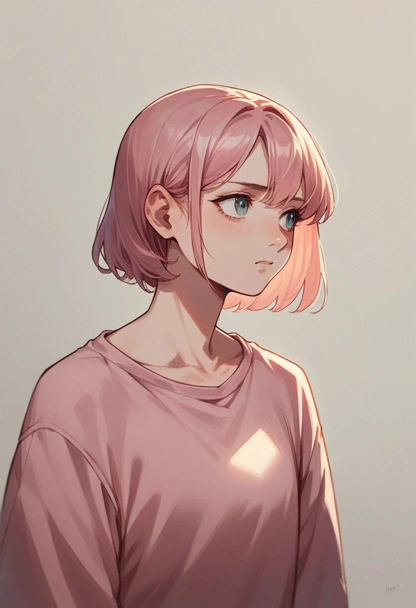 anime,Girl looking sideways,Pink clothes