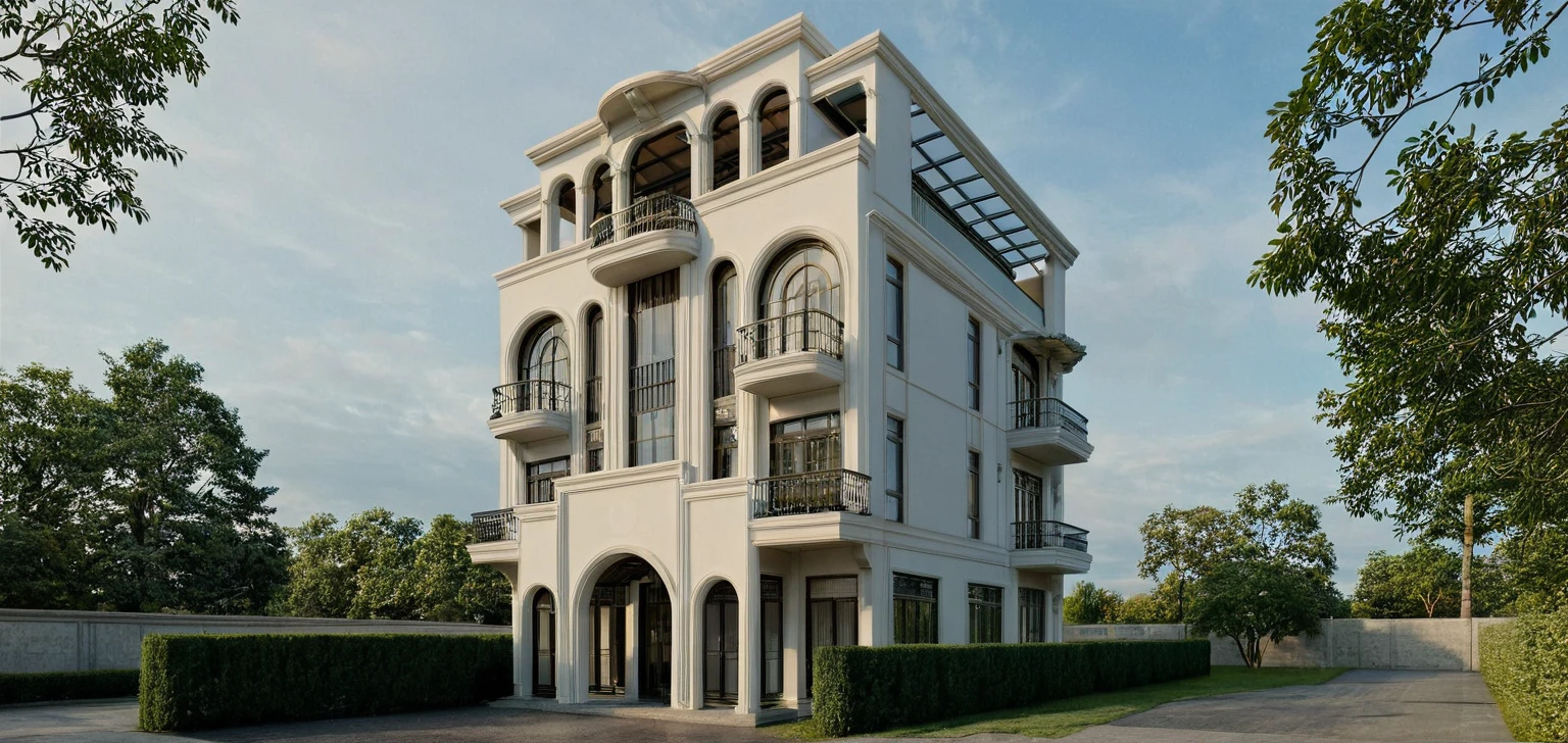 Raw photo,Masterpiece, high quality, best quality, authentic, super detail,
exterior, outdoors, Neoclassical style house on the street ,aiaigroup
road,pavement, grass, trees, sky, cloud, (day:1.1)
