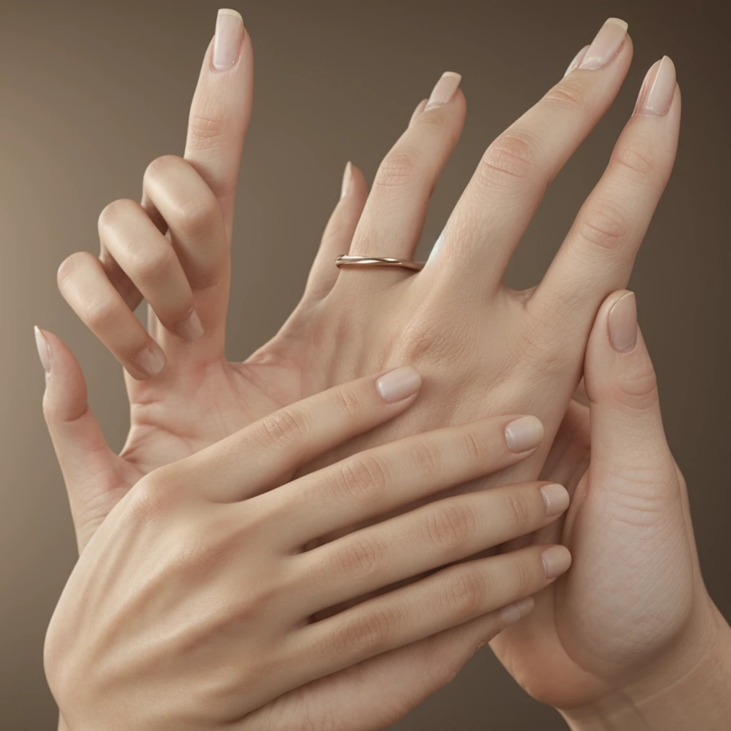 a realistic image of a human hand, which shows the Victory sign. The hand should be clean and well-groomed, with clearly defined fingers and nails. The skin color of the hand should have a natural tone. The hand position should clearly show the victory sign (an upward pointing index finger and middle finger, while the ring finger and little finger are folded in and the thumb slightly overlaps these two fingers) represent. The background should be neutral and blurred, so that the hand remains in focus. The picture should be taken in daylight, to create natural shadows and lights. Please mind that, that the proportions of the hand are correct and aesthetically pleasing."
