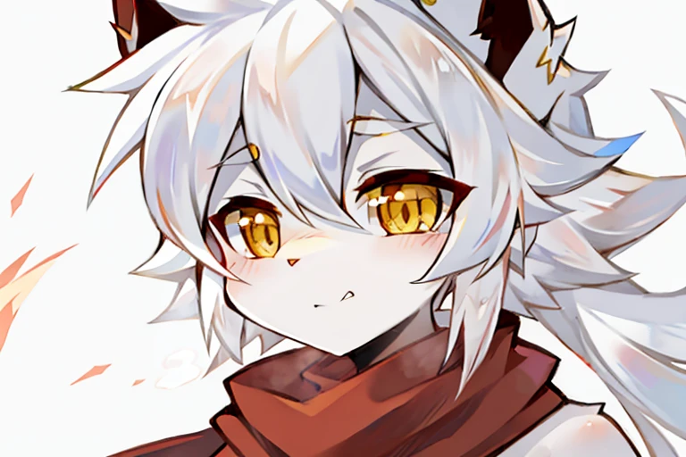 fury,Yellow eyes,White hair,Red scarf