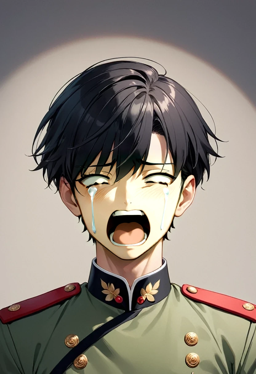 male、Open your mouth wide、Crying face