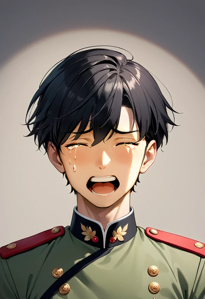 male、Open your mouth wide、Crying face