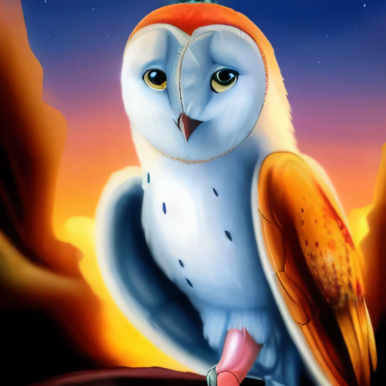 barn owl, owl, watching at viewer, art, male, best quality, masterpiece, nsfw, cock, balls, hard penis, erection, soren, tyto, painting