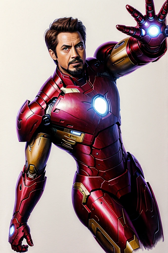 Iron man drawing with thanos gontlet