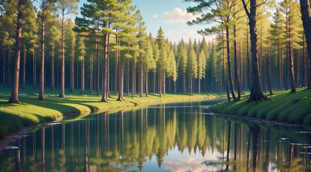 woods with a small lake
