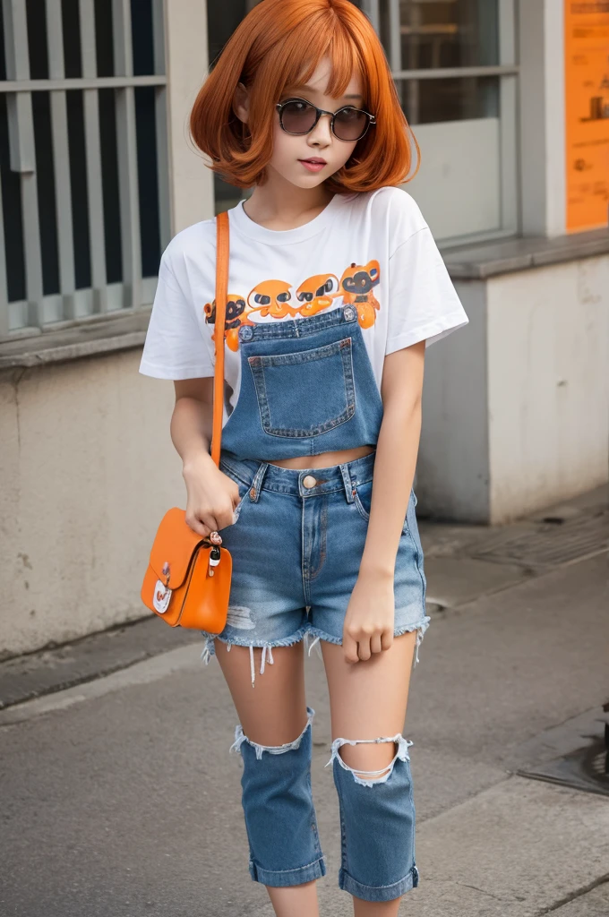 octopus girl Splatoon cute Hair color orange Brown Skin Hair Length Medium Jeans shorts