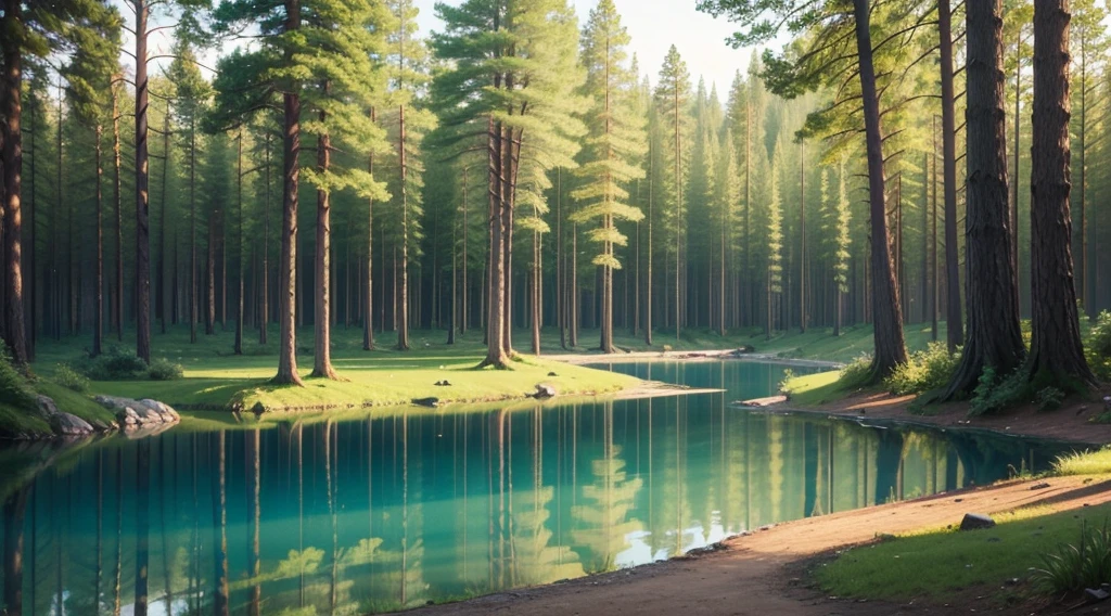 woods with a small lake