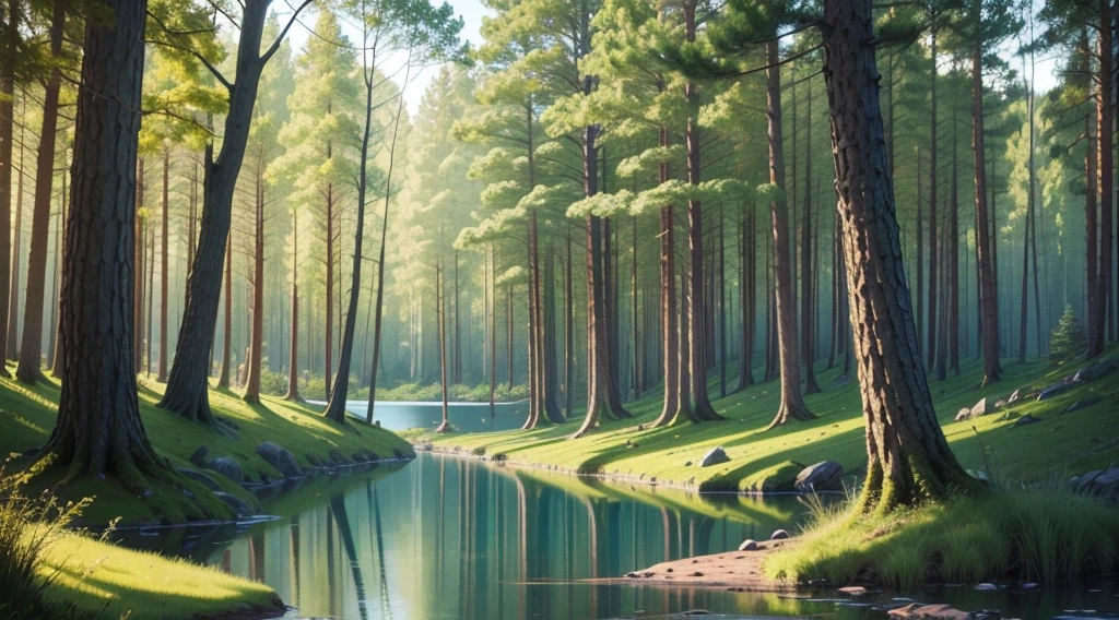 woods with a small lake