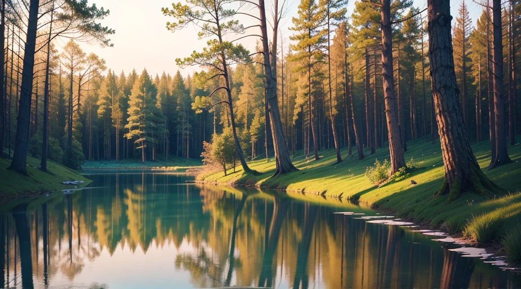 woods with a small lake