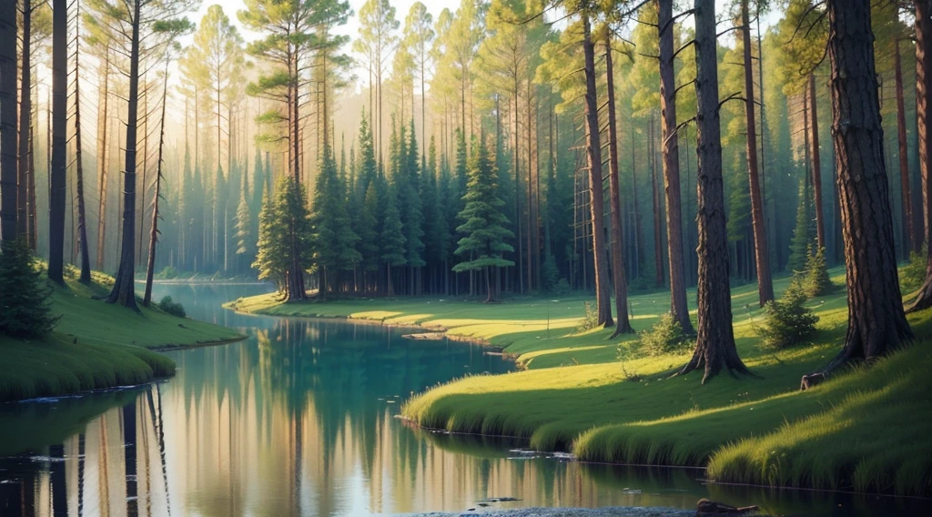 woods with a small lake