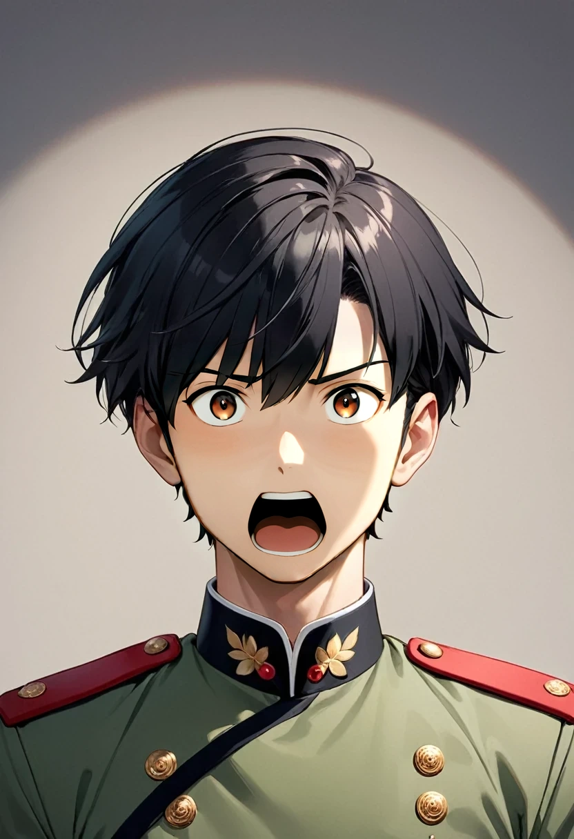male、Open your mouth wide、Surprised face