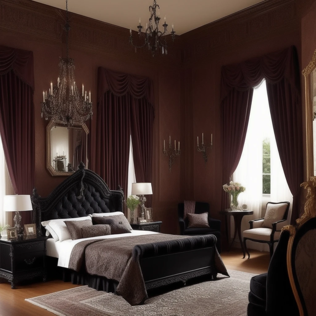 Gothic style interior design of bedroom