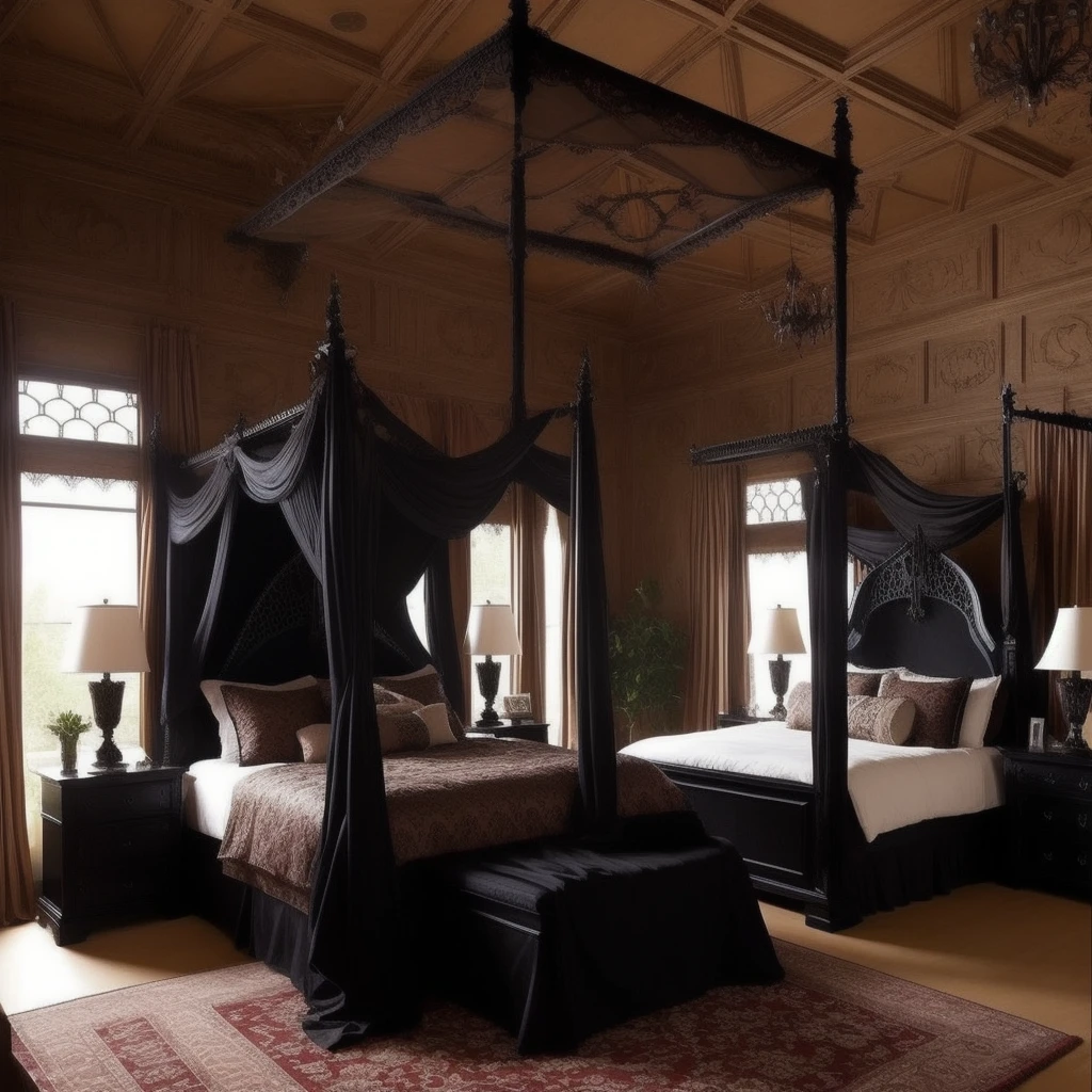 Gothic style interior design of bedroom