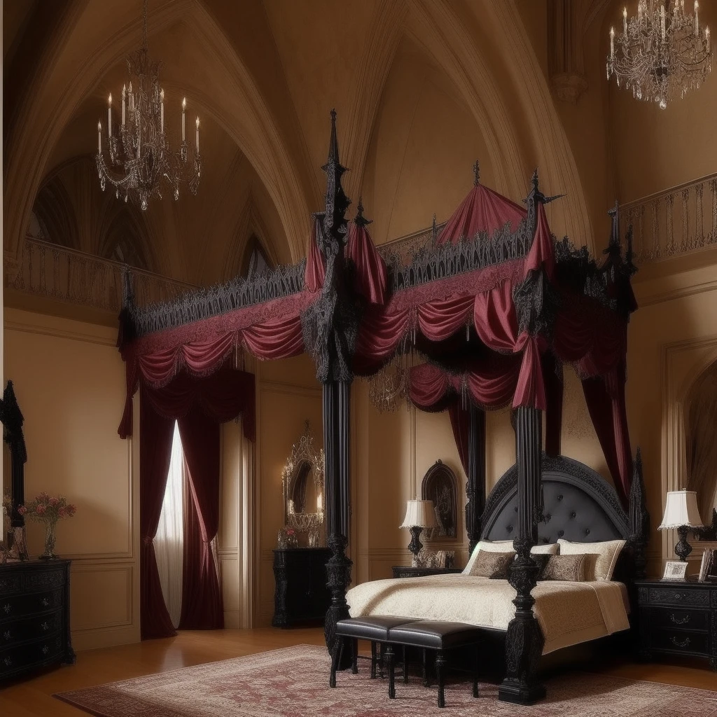 Gothic style interior design of bedroom