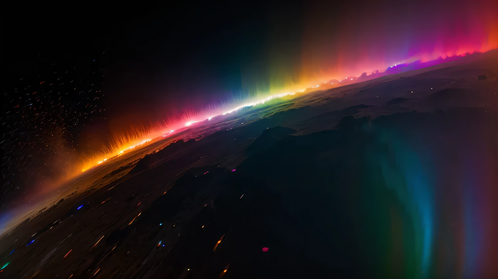 Beautiful color burst in chromatic aberration and iridous emission.