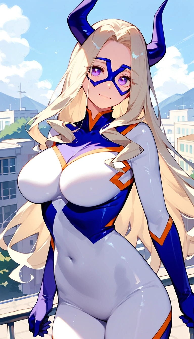 anime artwork, score_9, score_8_up, score_7_up, score_6_up, score_5_up, score_4_up, Mount Lady, blonde hair, purple eyes, big breasts, she is 24 years old, style_3, outdoors,