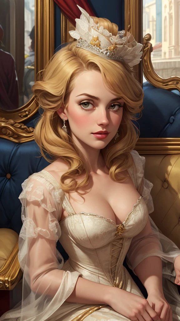 a close-up of a woman in a dress sitting on a train, uma Beautiful woman vitoriana, in victorian aristocrat, rococo queen, Senhora Vitoriana, Beautiful woman, victorian style costume, Adorable woman, gorgeous lady, like an elegant noblewoman, lindo rosto delicado, non-rococo style dress, linda Beautiful woman, Rococo style portrait, intricate victorian dress