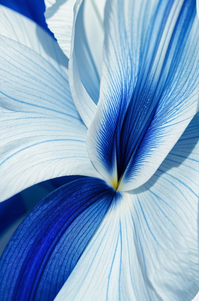 eyelidless close-up of a blue iris, cut out on white background. no reflection
