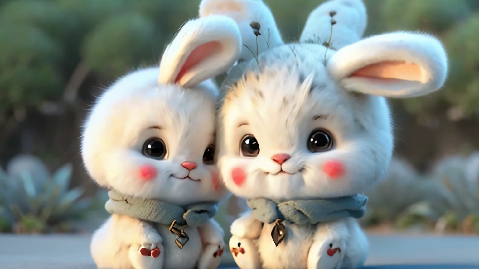 Cute bunny, smiley, by Pixar, Furry art, anime big breast, White background, Character, Outfit