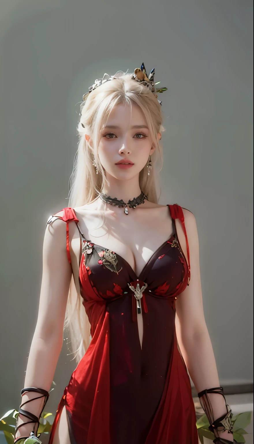 1gir,(gray background),(8k, RAW photo, best quality, masterpiece:1.2),(realistic, photo-realistic:1.2)(raw photo) (extremely detailed CG unity 8k wallpaper) detailed and intricate,original,highres,(1girl)(solo)(looking at viewer)(pink dress)see-through,crop top,midriff,(large breasts)sex pose,(cowboy shot),(standing, from below,clothes in front:1.2) beautiful concept illustration