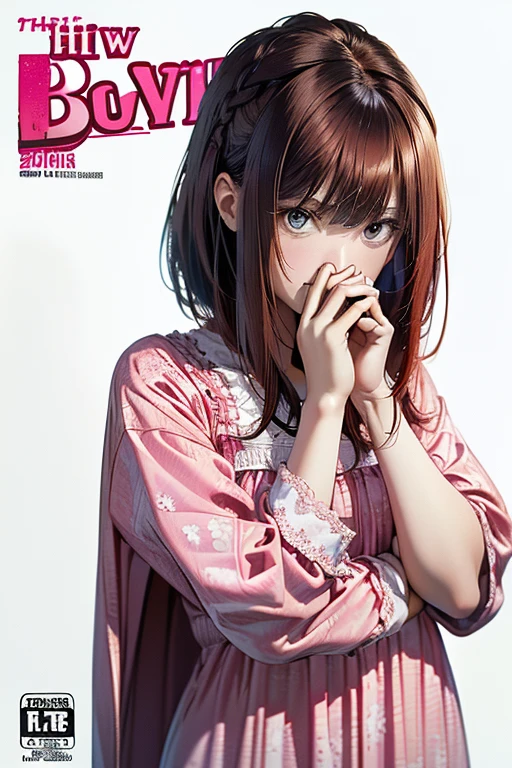 (Highest quality, 8K, oil, Tabletop:1.2), Super detailed, (Realistic, Realistic:1.37), (((Full Body Shot)))、Vibrant colors, (((Disappointed look)))、(((Black and pink nightgown)))、(((Girly nightgowns)))、(((20Women of a certain age)))、(((Slightly empty chest of drawers)))、Studio Lighting, (((Redhead)))、(((Bob hair up to the shoulders)))、((( White Background))), (((I'm hesitant.)))、(((Girly Hairstyles)))、(((Beaver)))、(((In front of a white wall)))、(((Cover your face with your hands)))、(((There is a margin at the top of the head)))、